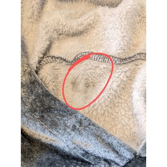 Velour Plush Hoodie Plus Size 2X Shiny Silver Kangaroo Pocket Faux Sherpa Lined - Picture 10 of 11